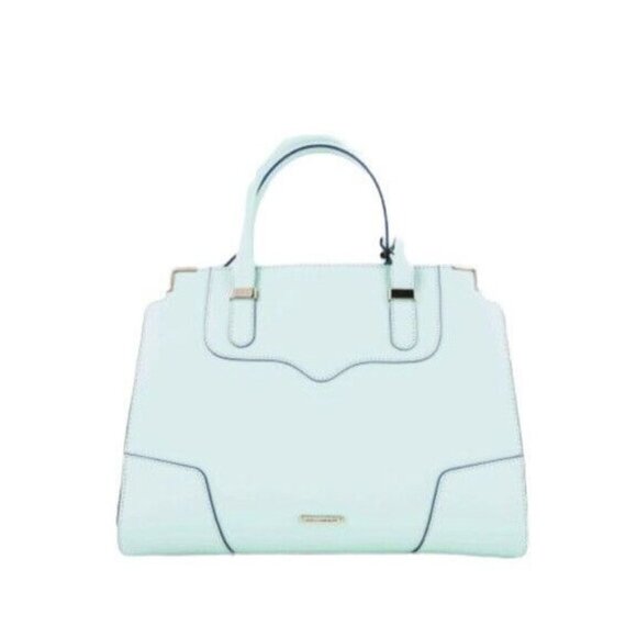Rebecca Minkoff Mint Green Leather Animal Print Lined  Tote Shoulder Bag - Picture 1 of 12